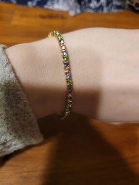 Gold Toned Multi Color Rhinestone Bracelet